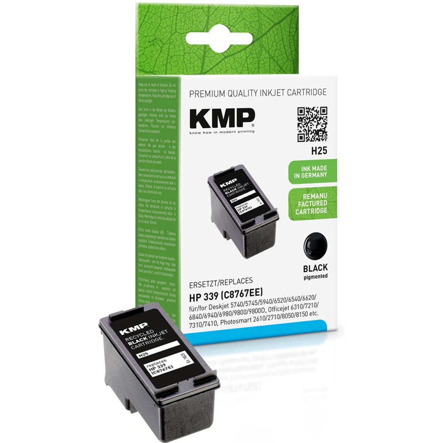 KMP H25 schwarz Druckerpatrone kompatibel zu HP 339 (C8767E) | 1023,4339