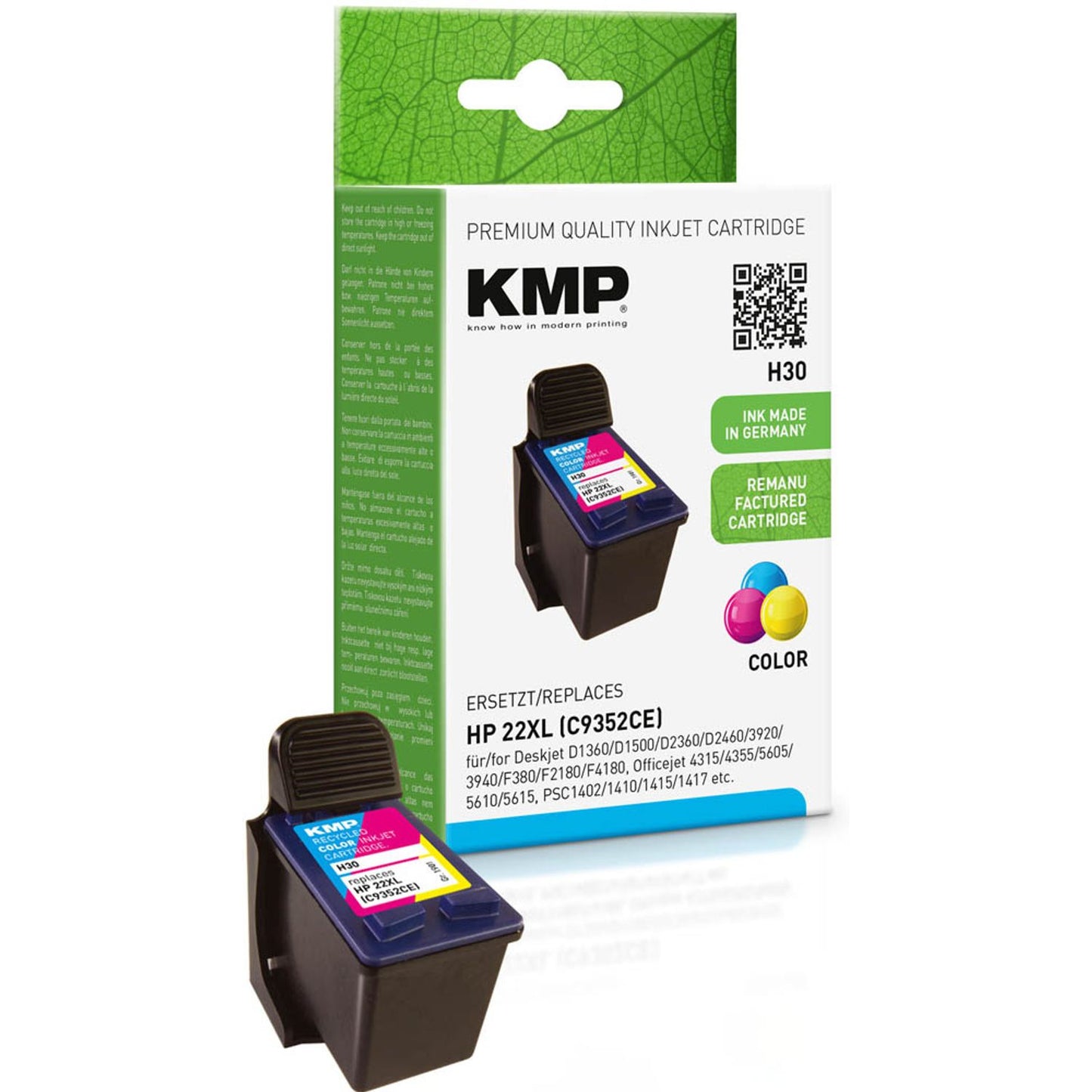 KMP H30 color Druckerpatrone kompatibel zu HP 22 (C9352A) | 1901,4220