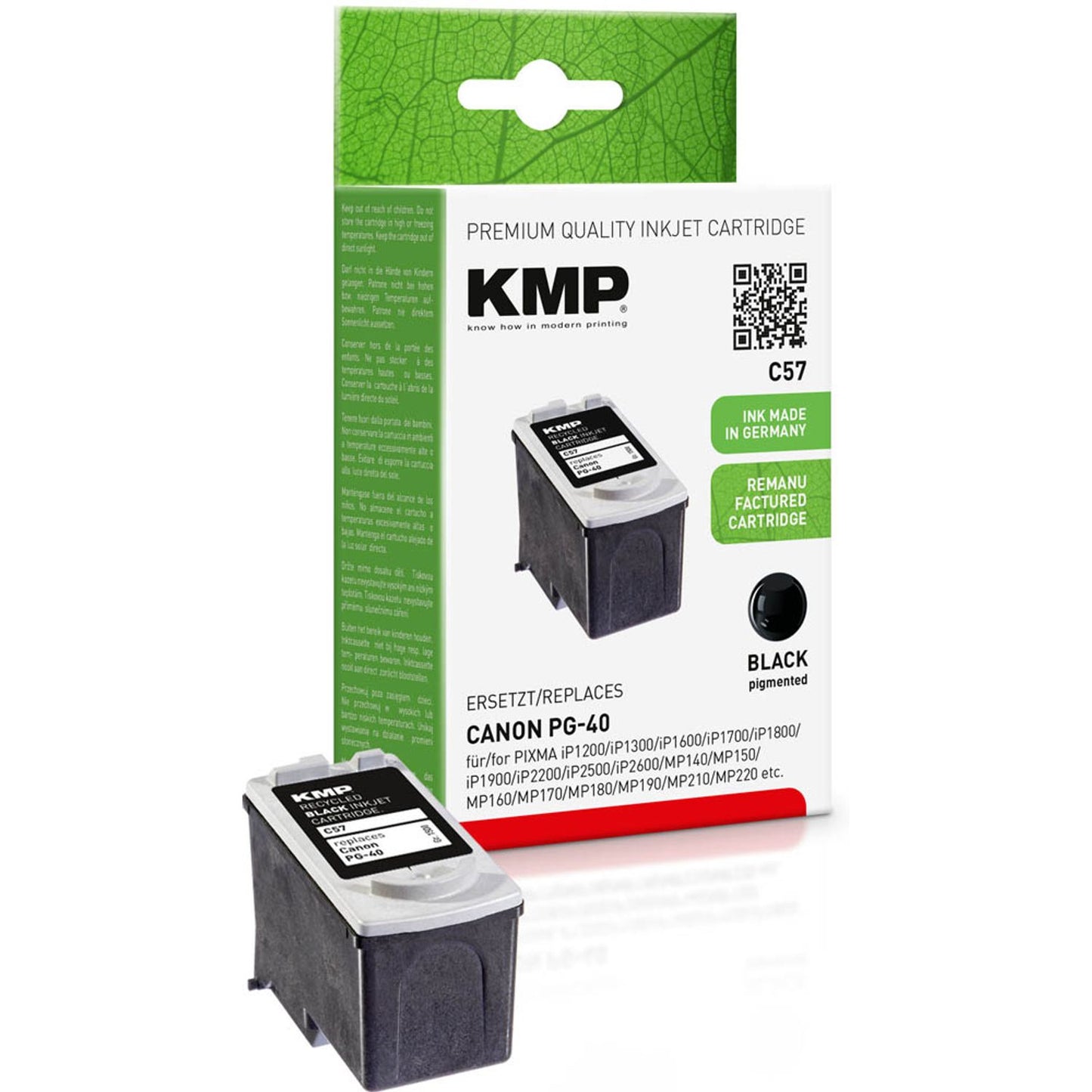 KMP C57 schwarz Druckerpatrone kompatibel zu Canon PG-40 | 1500,4001