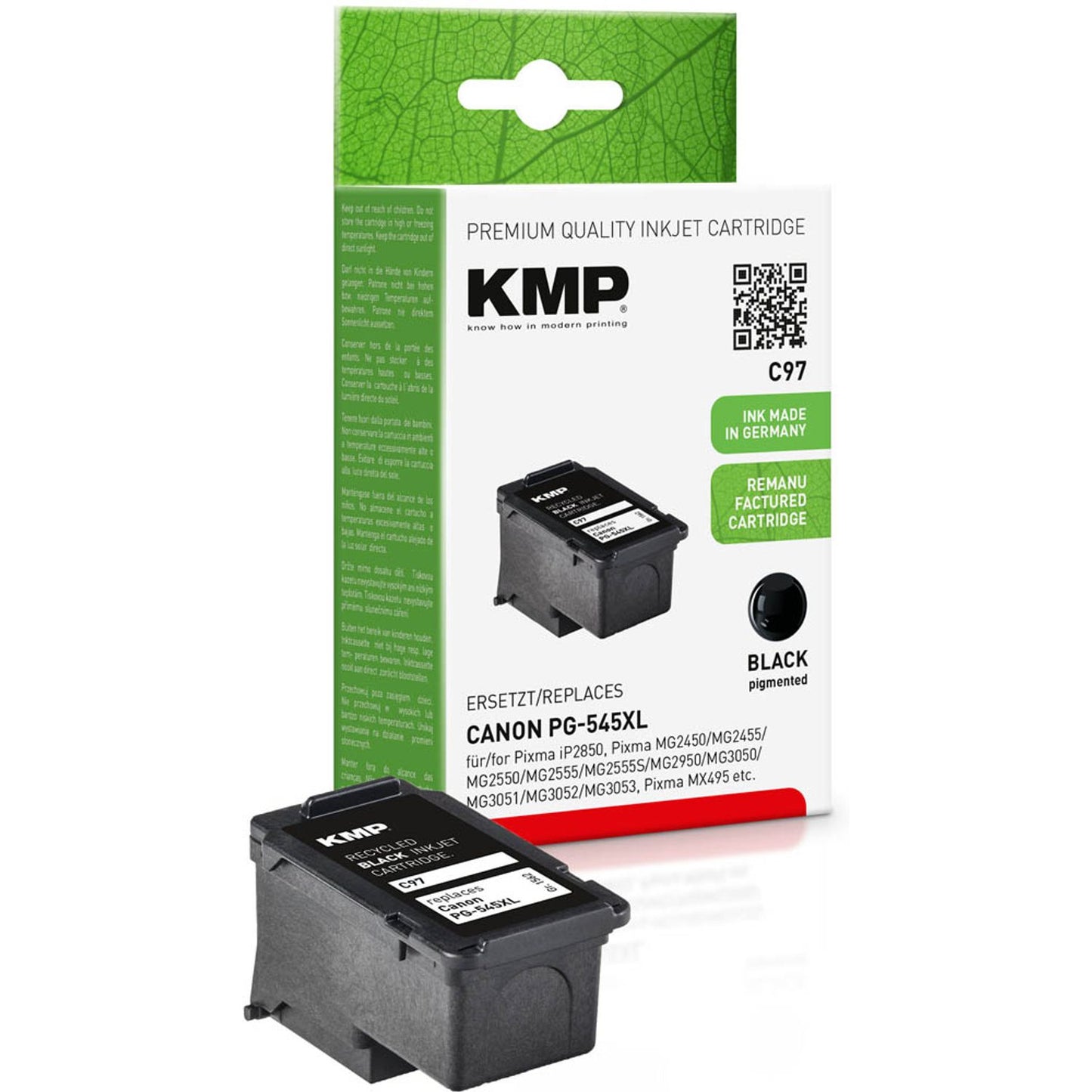 KMP C97 schwarz Druckkopf kompatibel zu Canon PG-545 XL | 1562,4001
