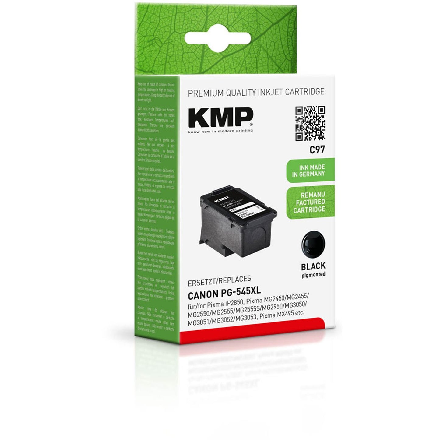 KMP C97 schwarz Druckkopf kompatibel zu Canon PG-545 XL | 1562,4001