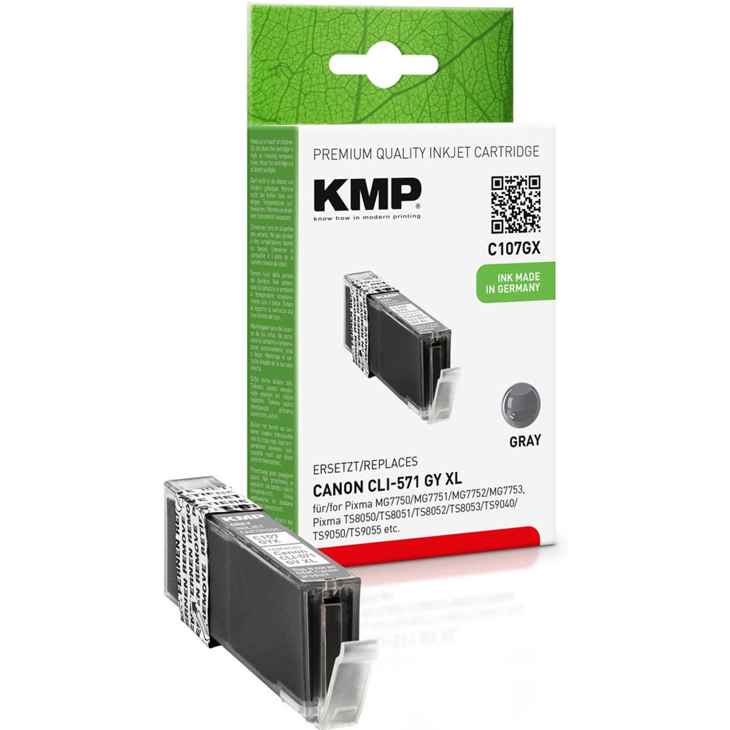 KMP C107GX grau Druckerpatrone kompatibel zu Canon CLI-571 XL GY | 1569,0041