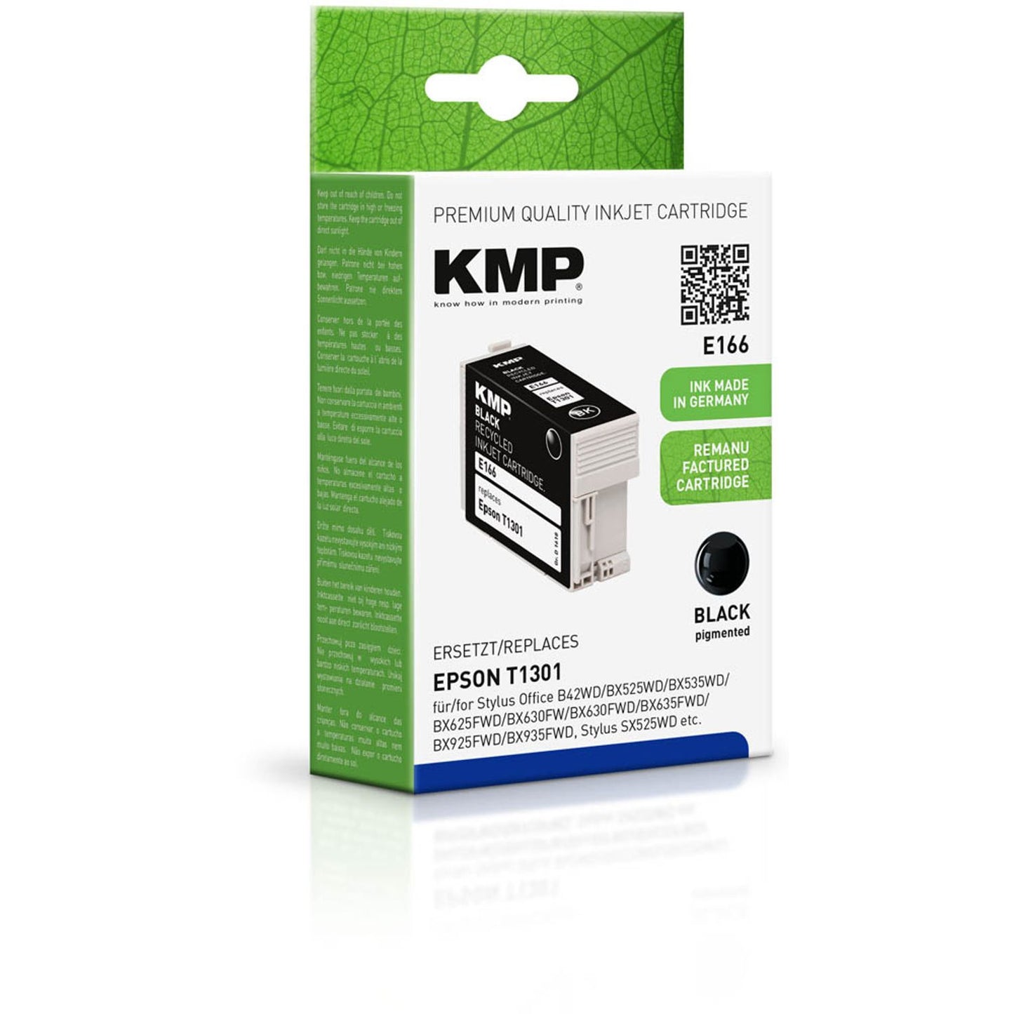 KMP E166 schwarz Druckerpatrone kompatibel zu EPSON 13 XL / T1301 XL | 1618,4001