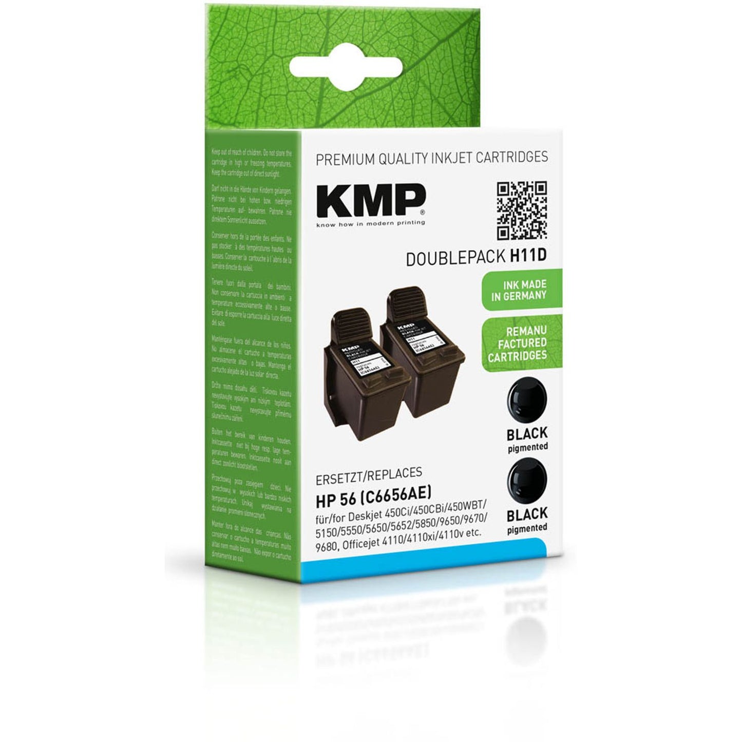 KMP H11D schwarz Druckerpatronen kompatibel zu HP 2x 56 (C9502AE) | 995,4021