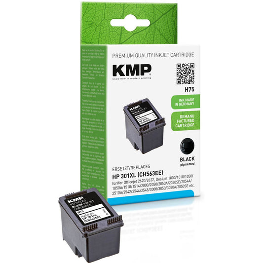 KMP H75 schwarz Druckerpatrone kompatibel zu HP 301XL (CH563EE) | 1719,4001