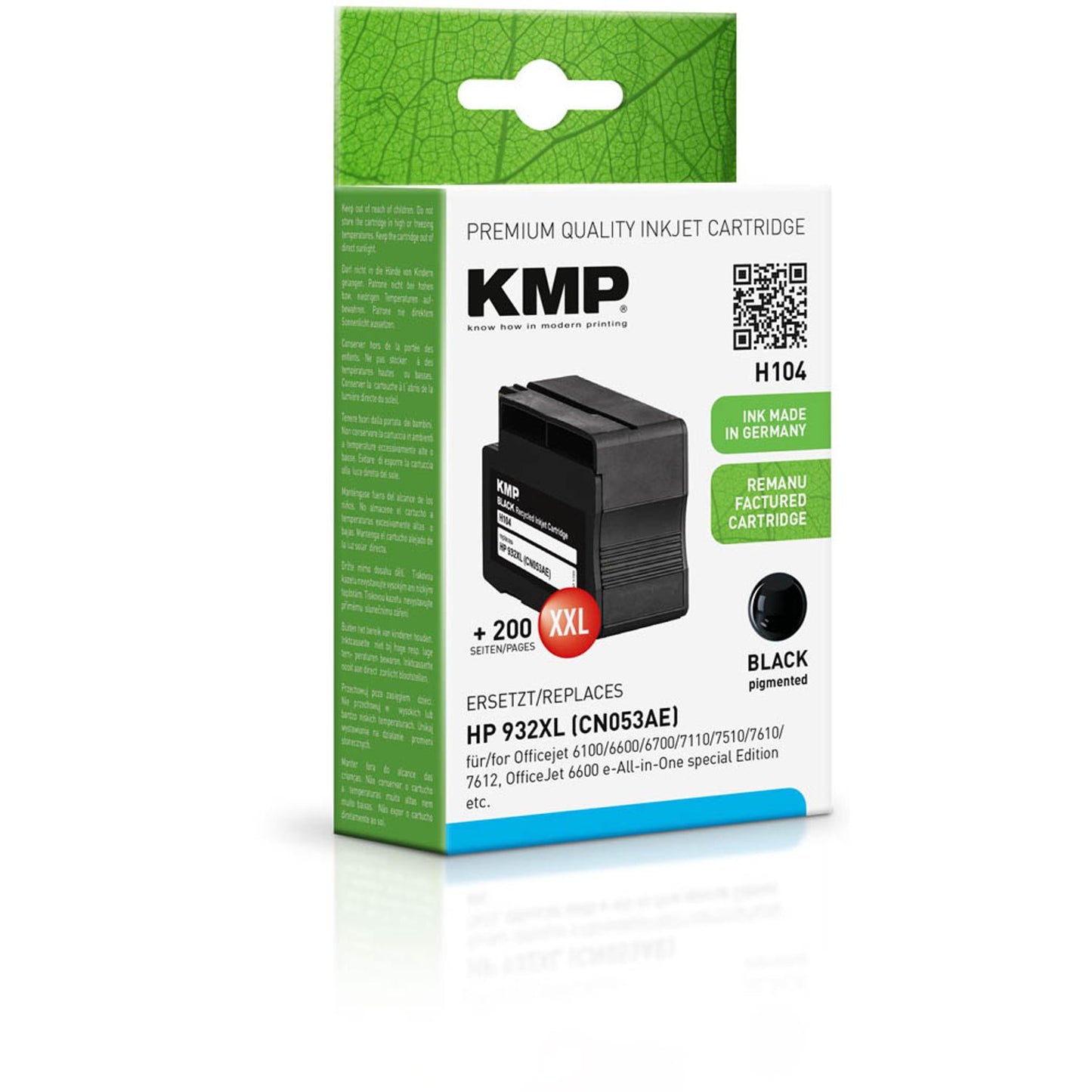 KMP H104 schwarz Druckerpatrone kompatibel zu HP 932XL (CN053AE) | 1725,4001
