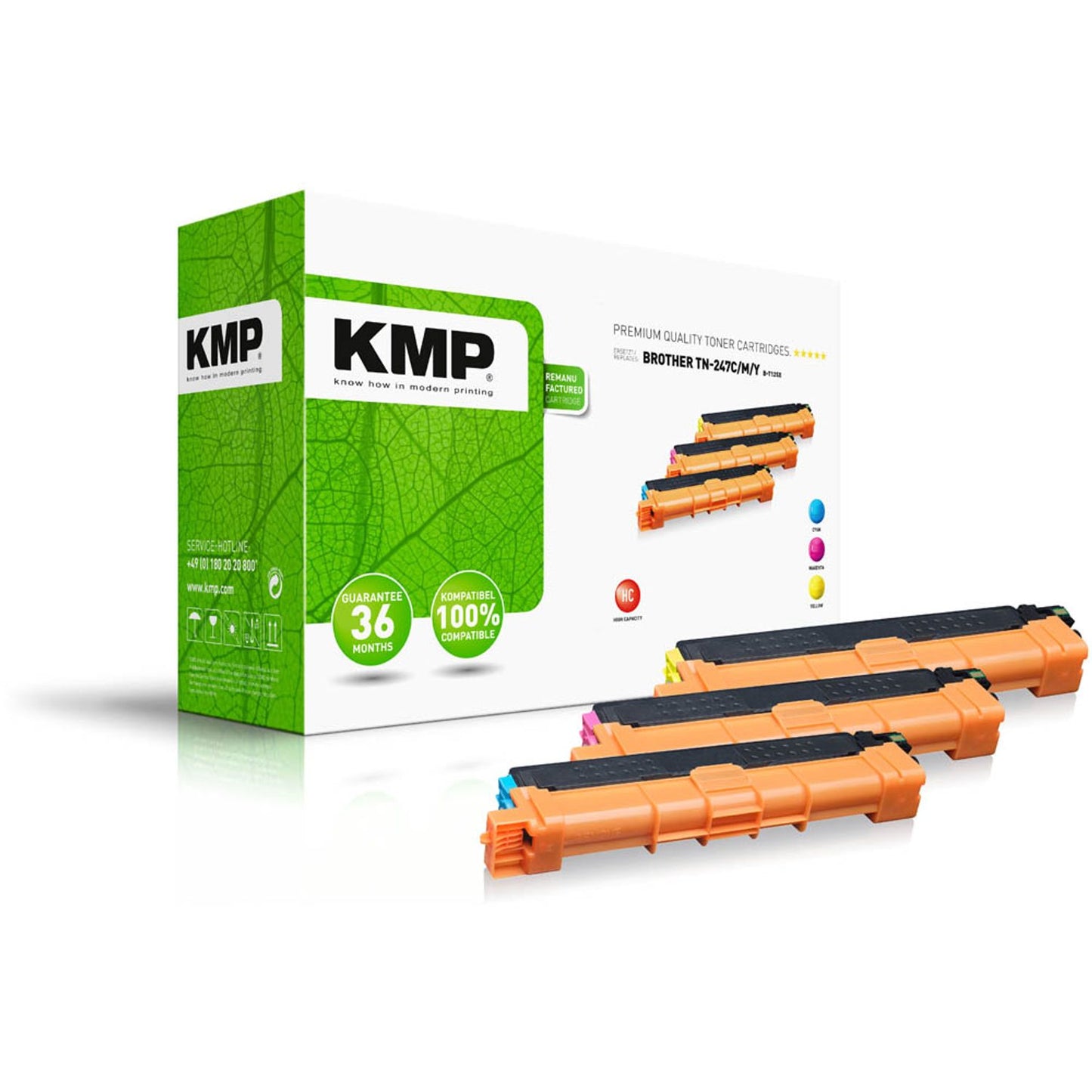 KMP B-T125X cyan, magenta, gelb Toner kompatibel zu brother TN-247C/M/Y, 3er-Set | 1268,3030 | 1 Pack = 3 St.