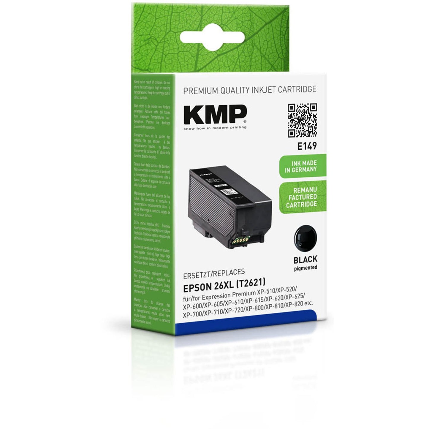 KMP E149 schwarz Druckerpatrone kompatibel zu EPSON 26XL / T2621XL | 1626,4001