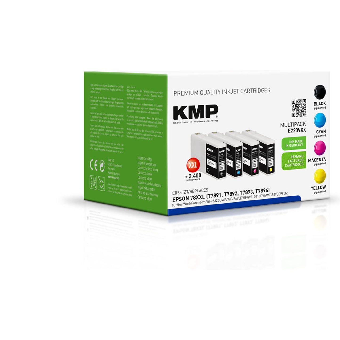 KMP E220VXX schwarz, cyan, magenta, gelb Druckerpatronen kompatibel zu EPSON T7891XXL, 4er-Set | 1628,4205 | 1 Pack = 4 St.