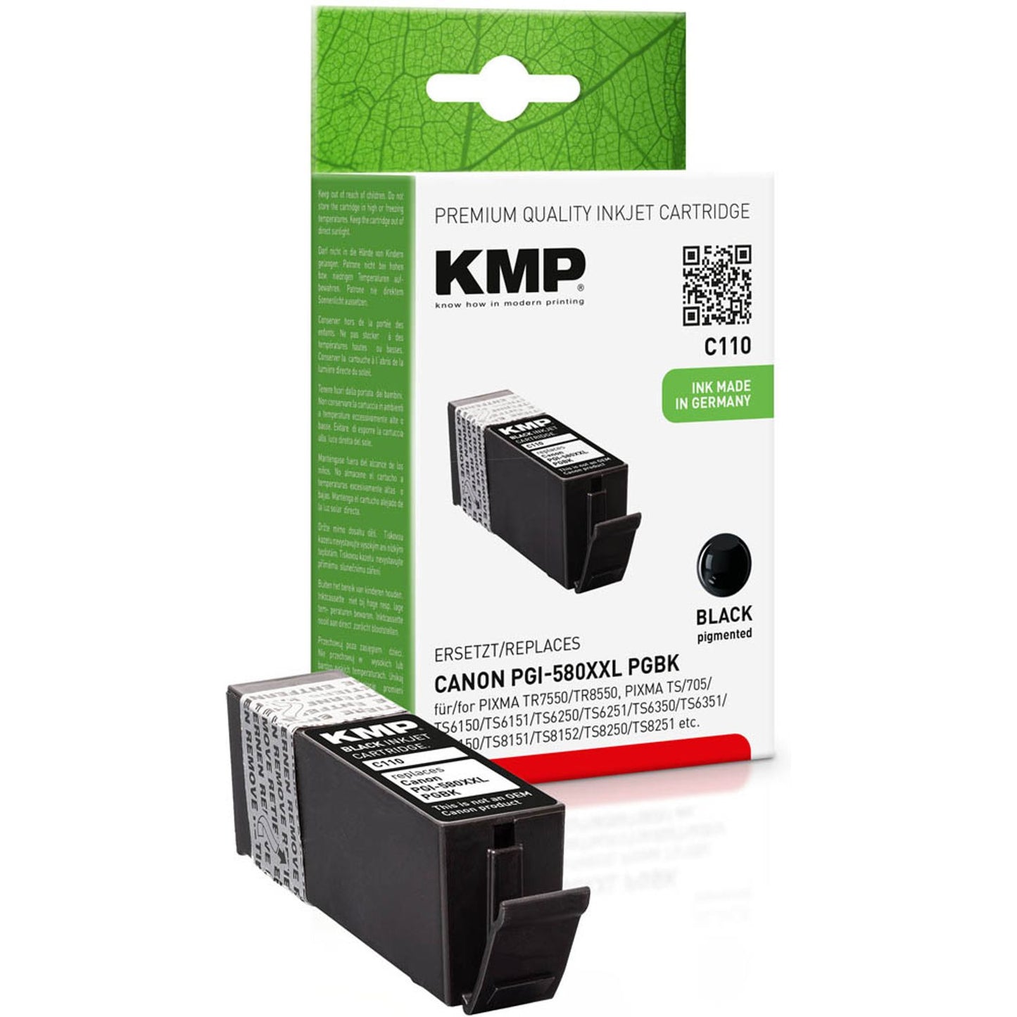 KMP C107BKXV schwarz Druckerpatrone kompatibel zu Canon PGI-580XXL PGBK | 1576,0201