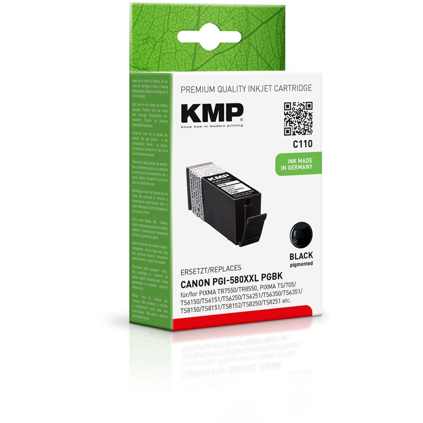 KMP C107BKXV schwarz Druckerpatrone kompatibel zu Canon PGI-580XXL PGBK | 1576,0201