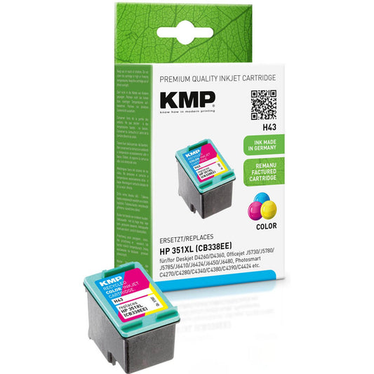 KMP H43 color Druckerpatrone kompatibel zu HP 351XL (CB338EE) | 1707,4351