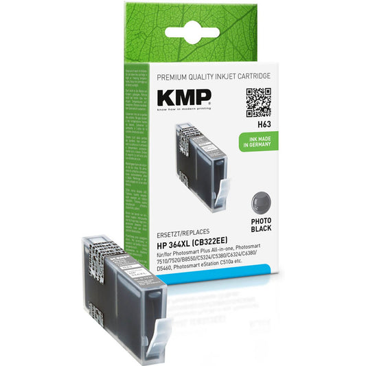 KMP H63 Foto schwarz Druckerpatrone kompatibel zu HP 364XL (CB322EE) | 1713,0040