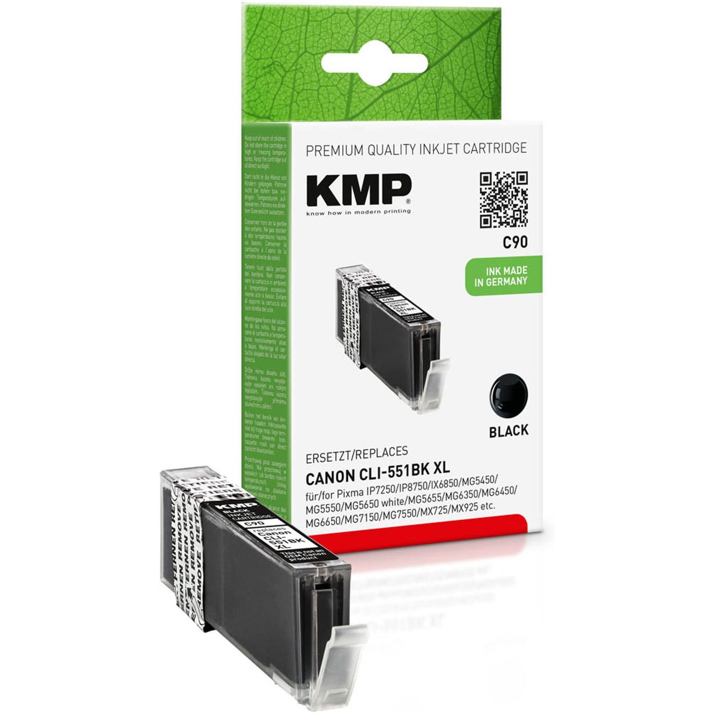 KMP C90 schwarz Druckerpatrone kompatibel zu Canon CLI-551 XL BK | 1520,0001
