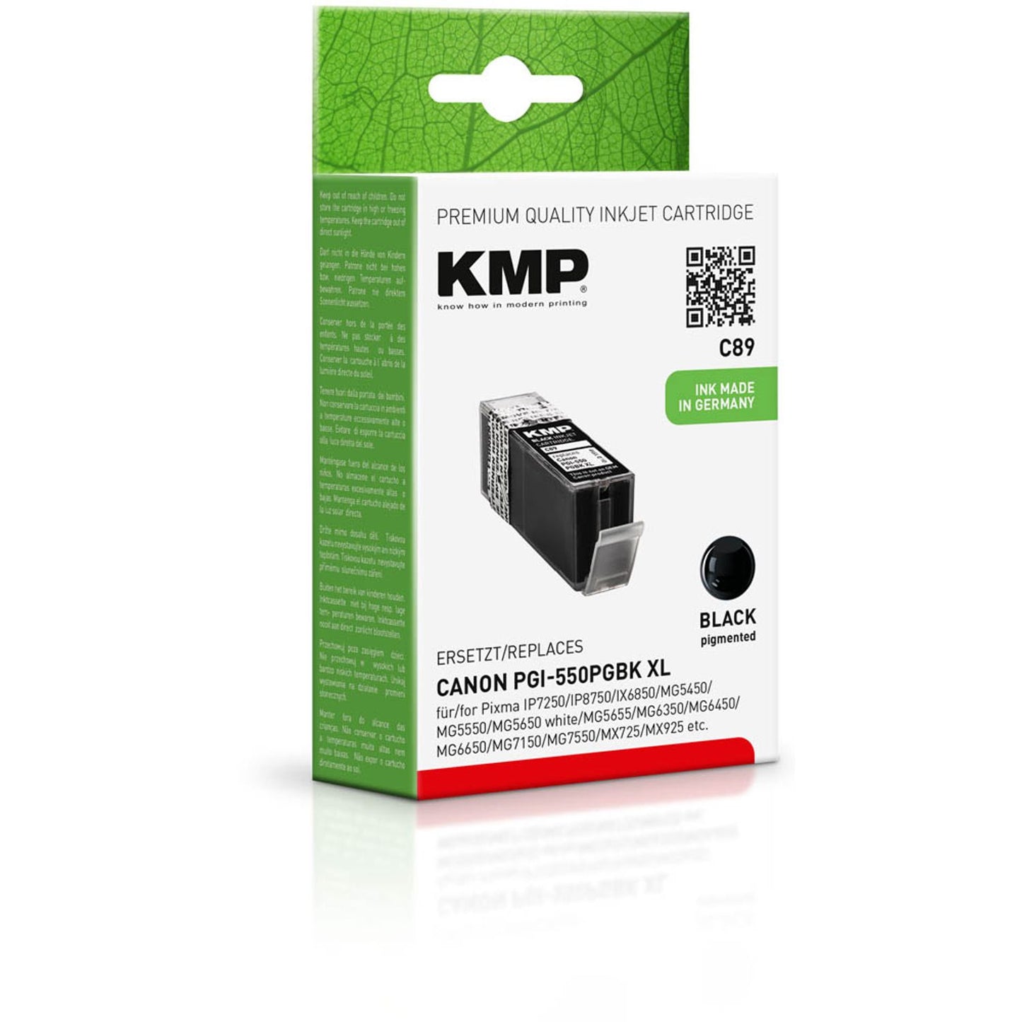 KMP C89 schwarz Druckerpatrone kompatibel zu Canon PGI-550 XL PGBK | 1518,0001