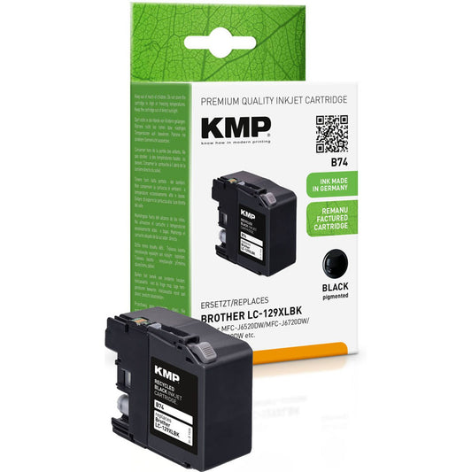 KMP B74 schwarz Druckerpatrone kompatibel zu brother LC-129XLBK | 1534,4001