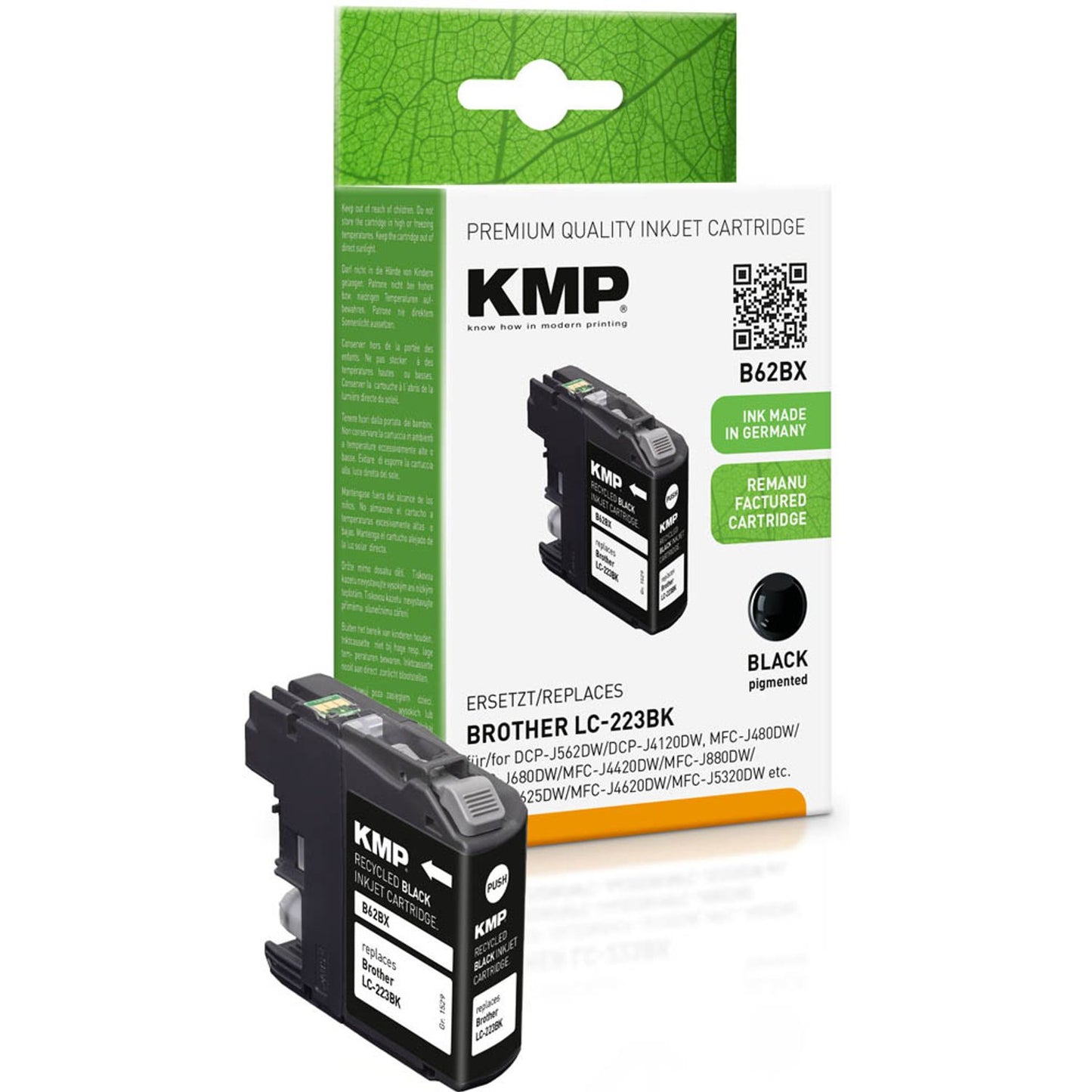 KMP B62BX schwarz Druckerpatrone kompatibel zu brother LC-223BK | 1529,4001