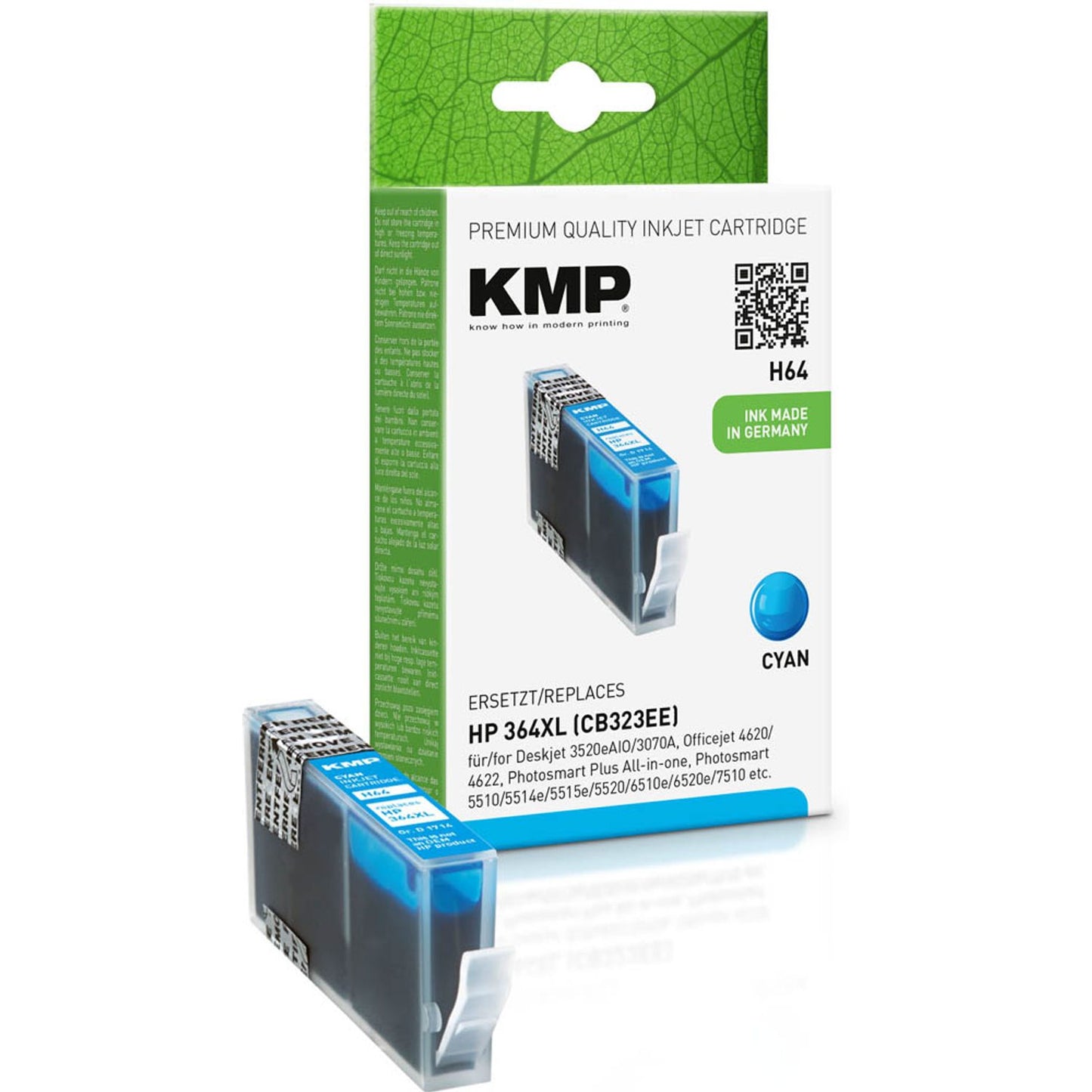 KMP H64 cyan Druckerpatrone kompatibel zu HP 364XL (CB323EE) | 1714,0003