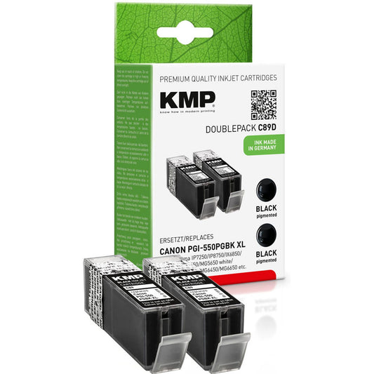 KMP C89D schwarz Druckerpatronen kompatibel zu Canon 2x PGI-550 XL PGBK | 1518,0021