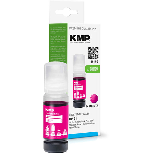 KMP H199 magenta Tintenflasche kompatibel zu HP 31 (1VU27AE) | 1769,0006