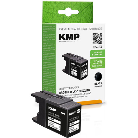 KMP B59BX schwarz Druckerpatrone kompatibel zu brother LC-1280XLBK | 1524,4001