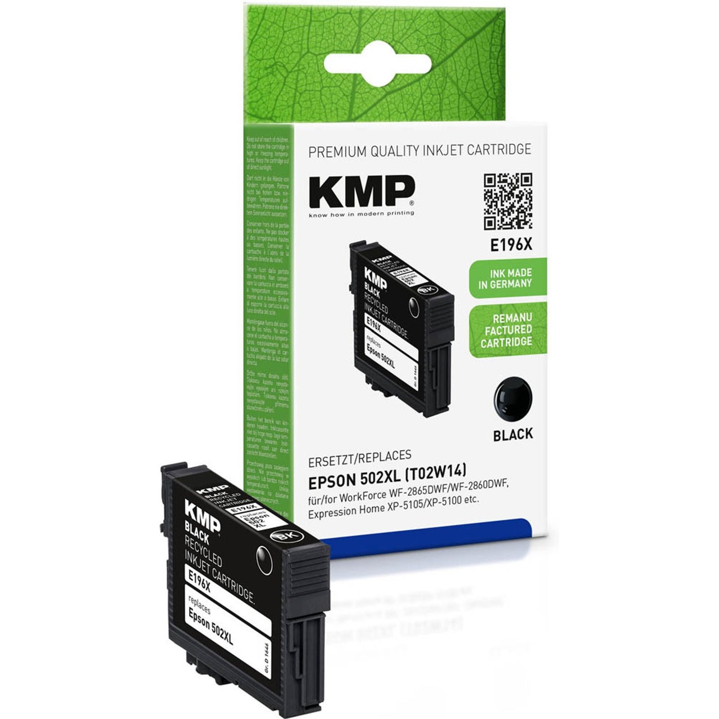 KMP E196X schwarz Druckerpatrone kompatibel zu EPSON 502XL (T02W14) | 1646,4001