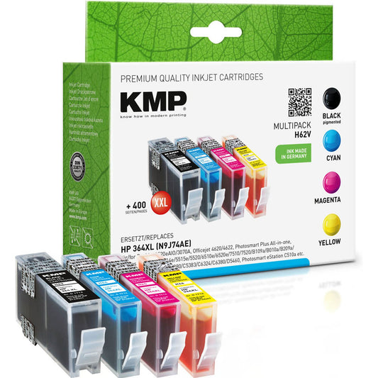KMP H62V schwarz, cyan, magenta, gelb Druckerpatronen kompatibel zu HP 364XL (N9J74AE), 4er-Set | 1712,0005 | 1 Pack = 4 St.