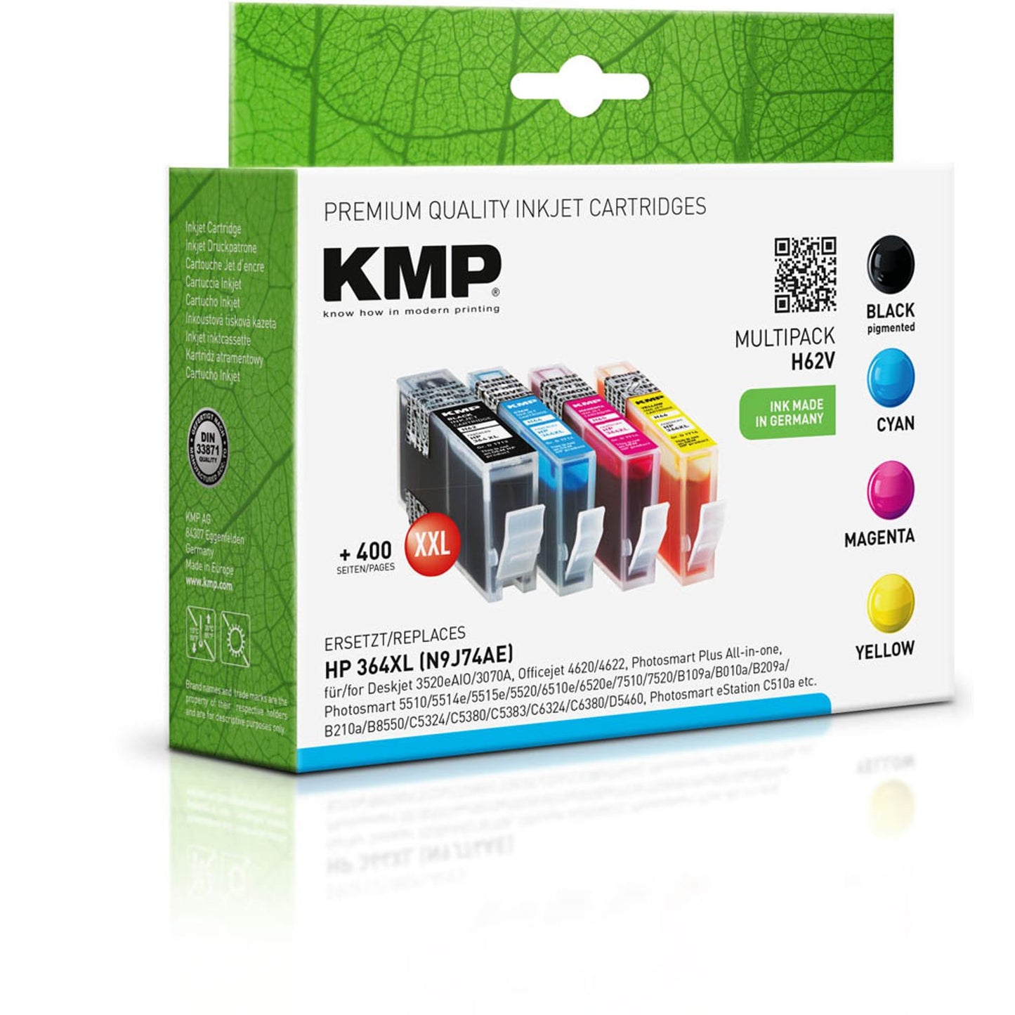 KMP H62V schwarz, cyan, magenta, gelb Druckerpatronen kompatibel zu HP 364XL (N9J74AE), 4er-Set | 1712,0005 | 1 Pack = 4 St.