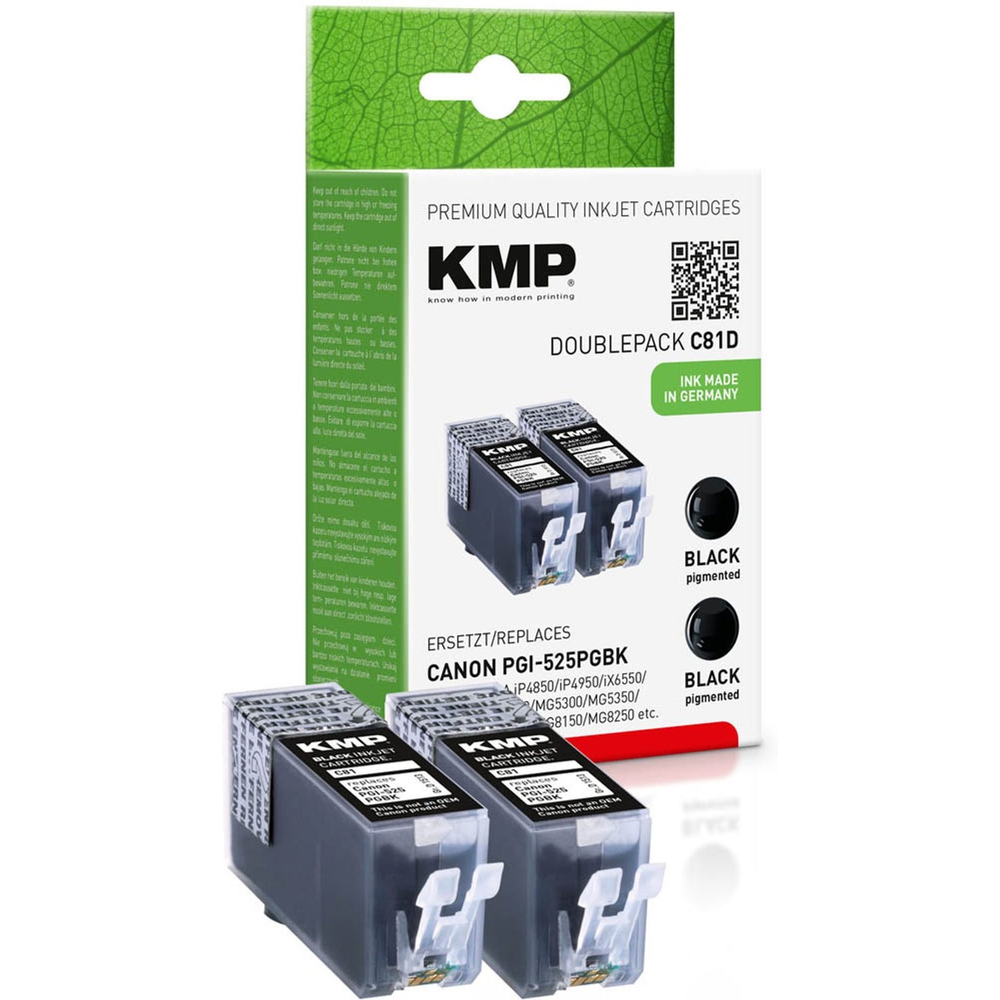 KMP C81D schwarz Druckerpatronen kompatibel zu Canon PGI-525 BK Twinpack, 2er-Set | 1513,0021 | 1 Pack = 2 St.