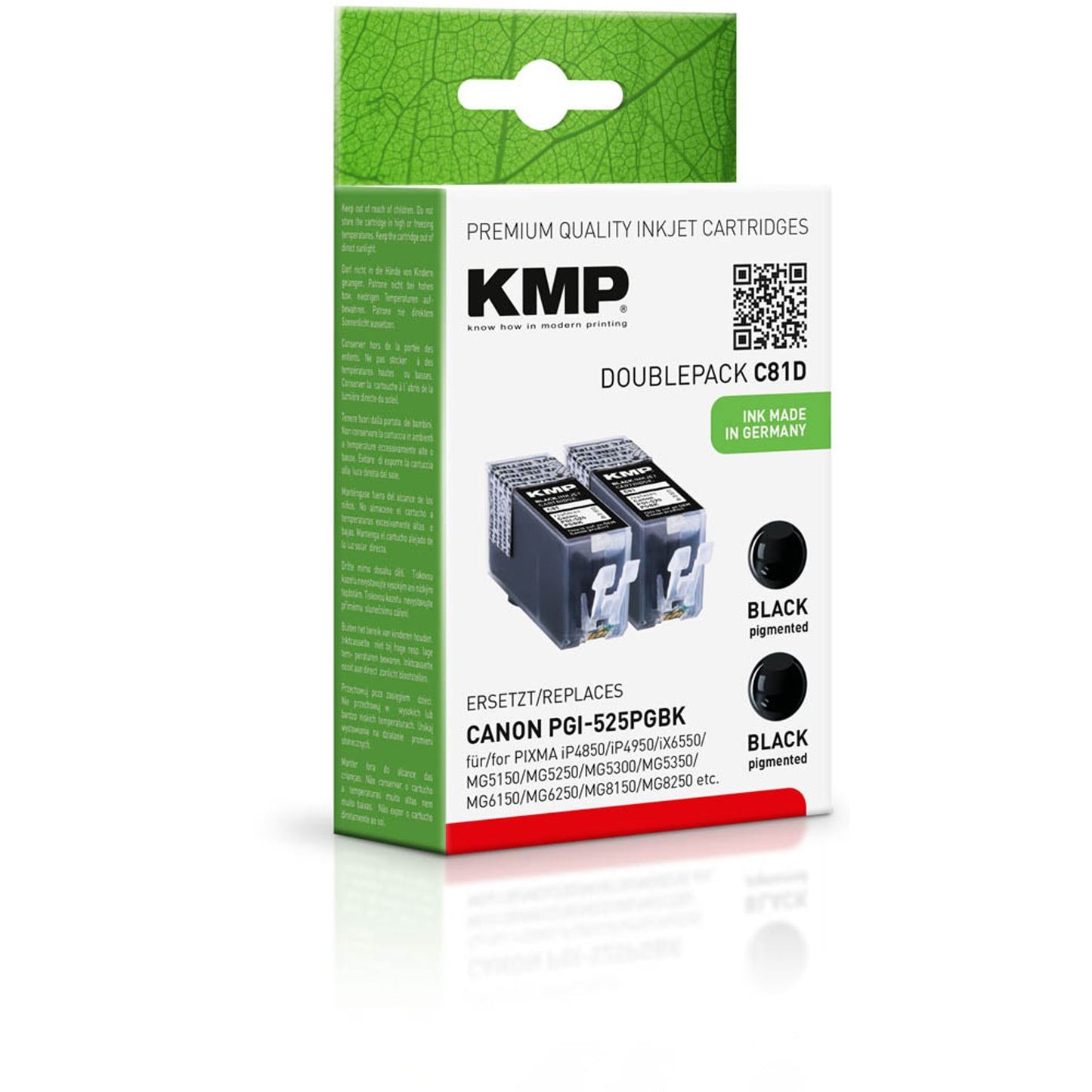 KMP C81D schwarz Druckerpatronen kompatibel zu Canon PGI-525 BK Twinpack, 2er-Set | 1513,0021 | 1 Pack = 2 St.
