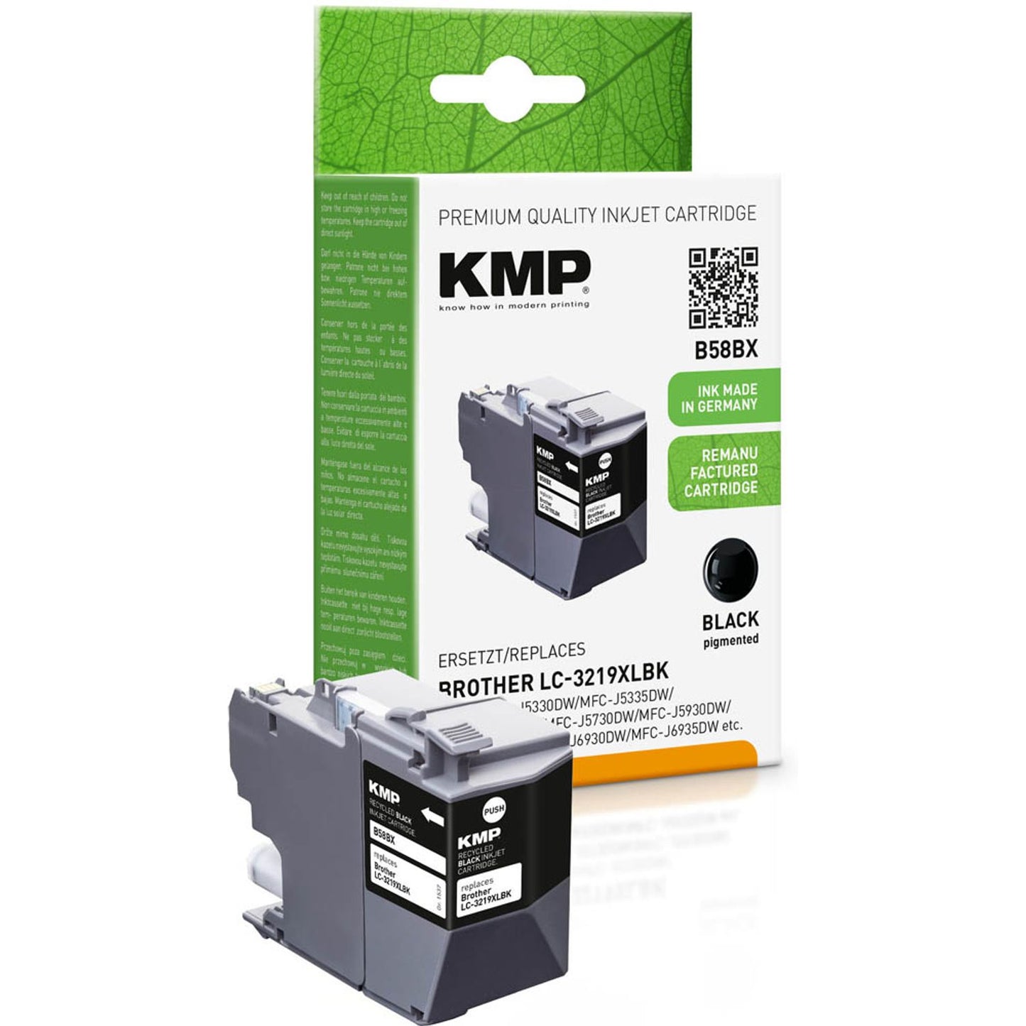KMP B58BX schwarz Druckerpatrone kompatibel zu brother LC-3219XLBK | 1537,4001