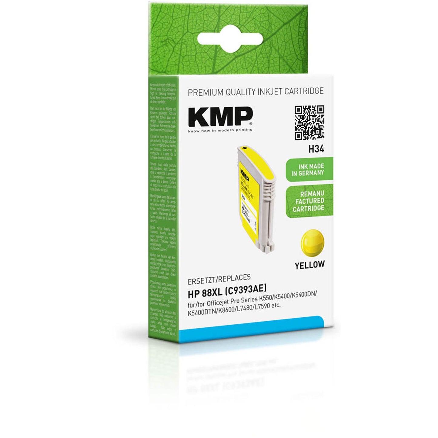 KMP H34 gelb Druckerpatrone kompatibel zu HP 88XL (C9393AE) | 1704,4939
