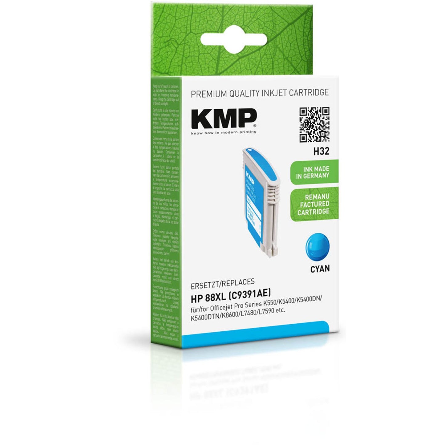 KMP H32 cyan Druckerpatrone kompatibel zu HP 88XL (C9391AE) | 1704,4913