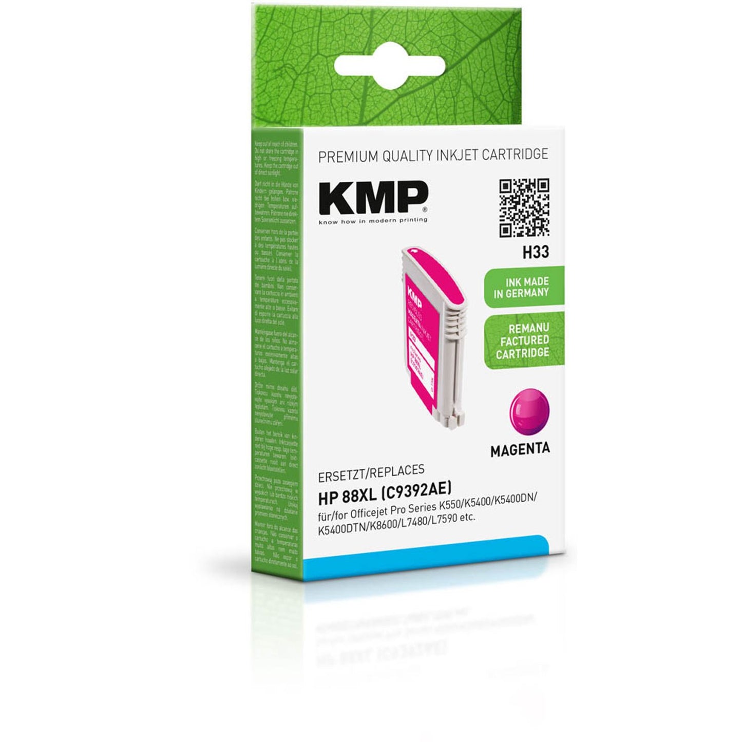 KMP H33 magenta Druckerpatrone kompatibel zu HP 88XL (C9392AE) | 1704,4926