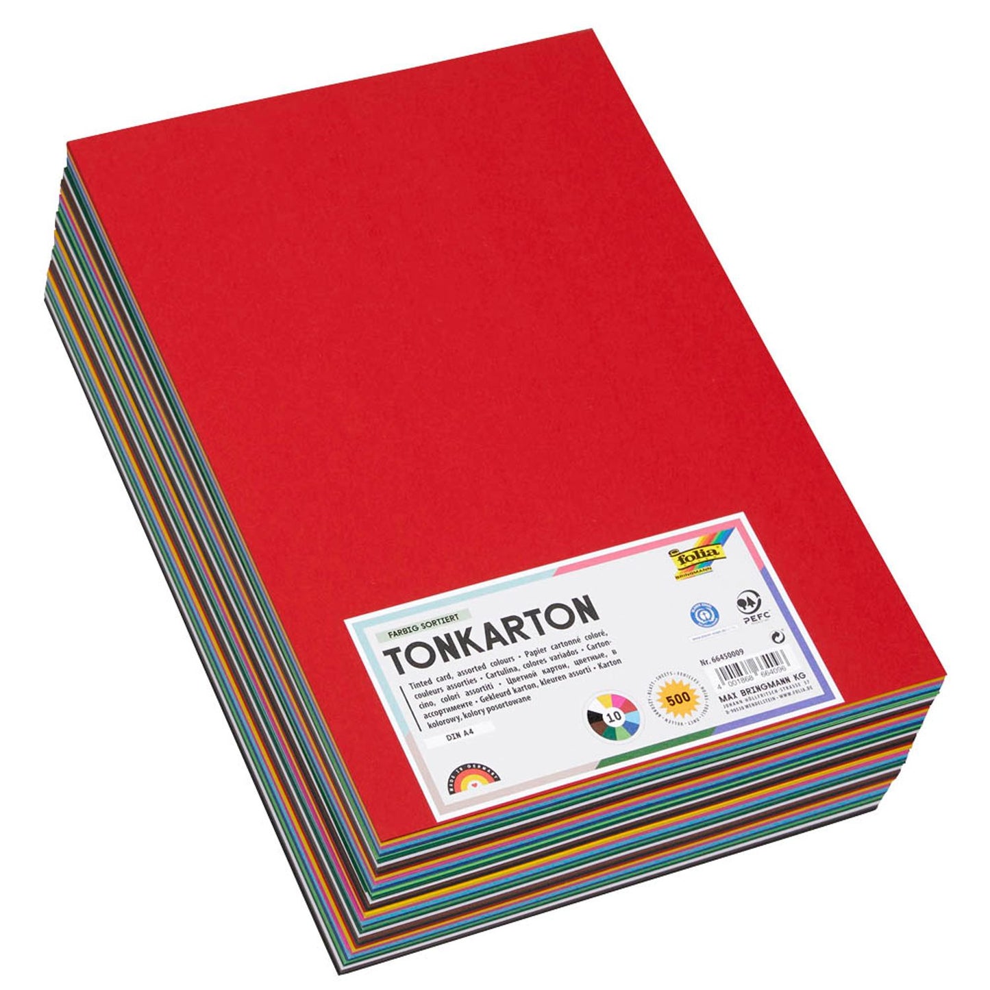 folia Tonpapier farbsortiert 160 g/qm | 66450009 | 1 Pack = 500 Blatt