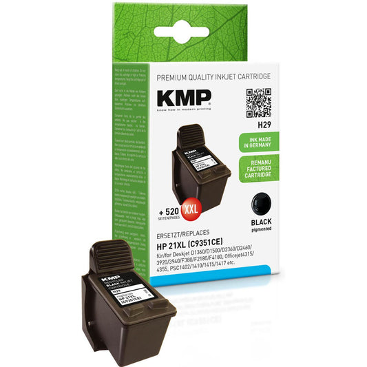 KMP H29 schwarz Druckerpatrone kompatibel zu HP 21XL (C9351AE) | 1900,4211
