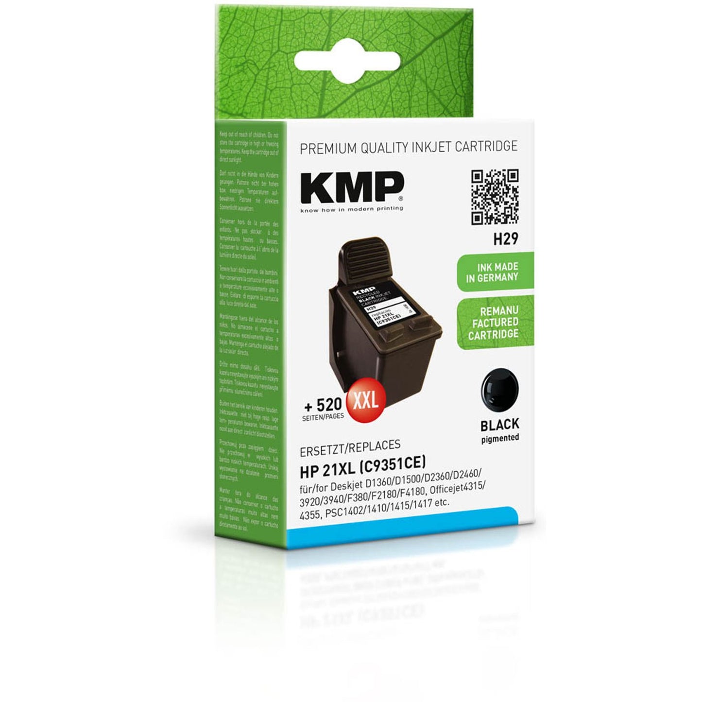 KMP H29 schwarz Druckerpatrone kompatibel zu HP 21XL (C9351AE) | 1900,4211