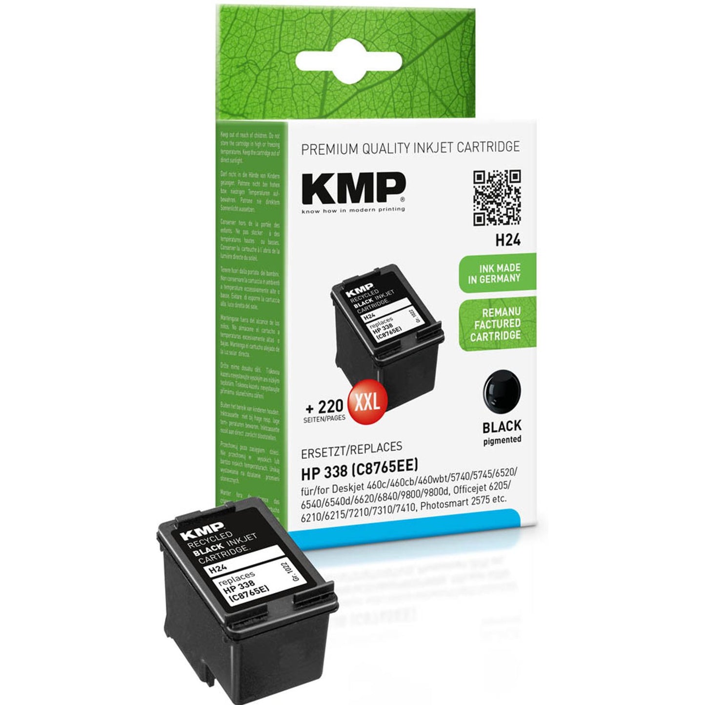 KMP H24 schwarz Druckerpatrone kompatibel zu HP 338 (C8765E) | 1022,4338
