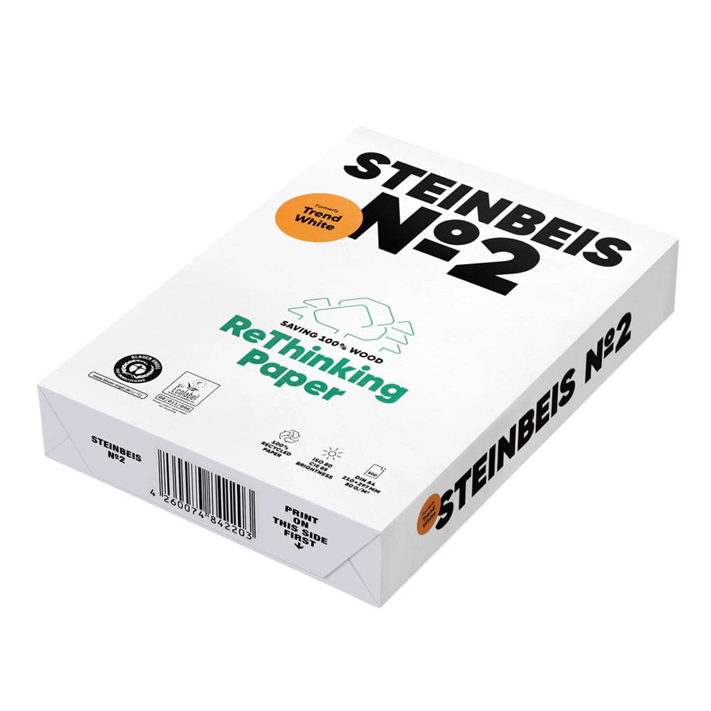 STEINBEIS Recyclingpapier No.2 DIN A4 80 g/qm | 8012A80S | 1 Pack = 500 Blatt