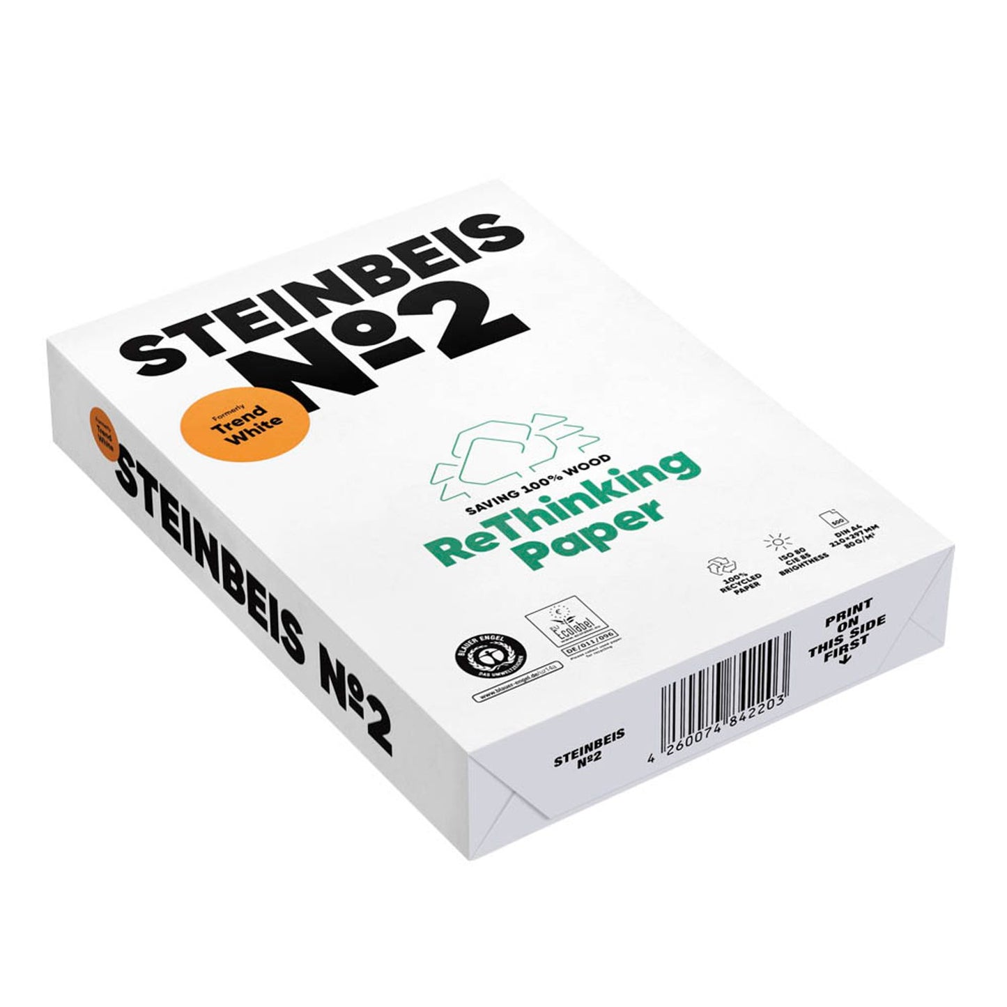 STEINBEIS Recyclingpapier No.2 DIN A4 80 g/qm | 8012A80S | 1 Pack = 500 Blatt