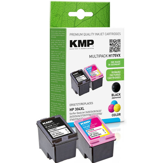 KMP H175VX schwarz pigmentiert, color Druckerpatronen kompatibel zu HP 304XL (N9K08AE/N9K07AE), 2er-Set | 1759,4005 | 1 Pack = 2 St.