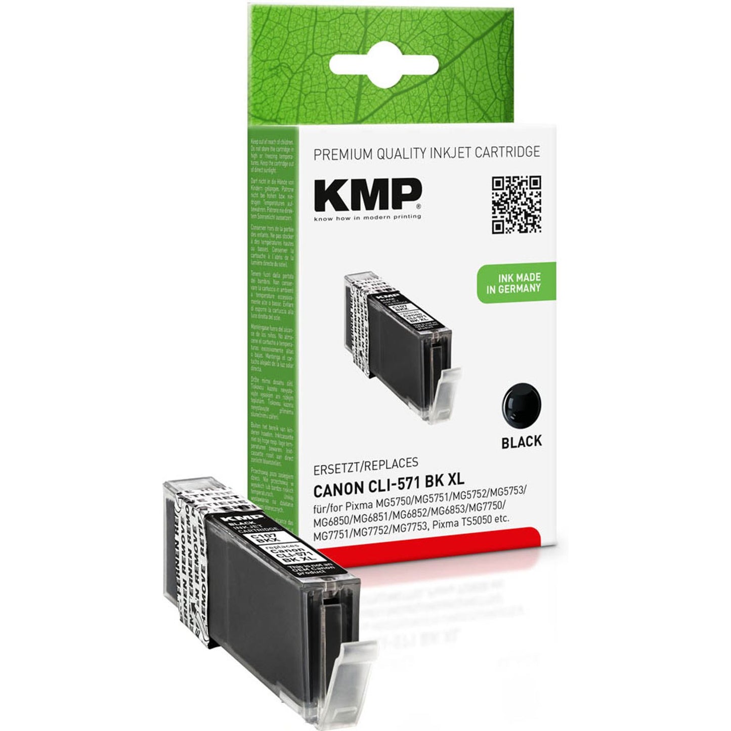 KMP C107BKX schwarz Druckerpatrone kompatibel zu Canon CLI-571 XL BK | 1568,0001