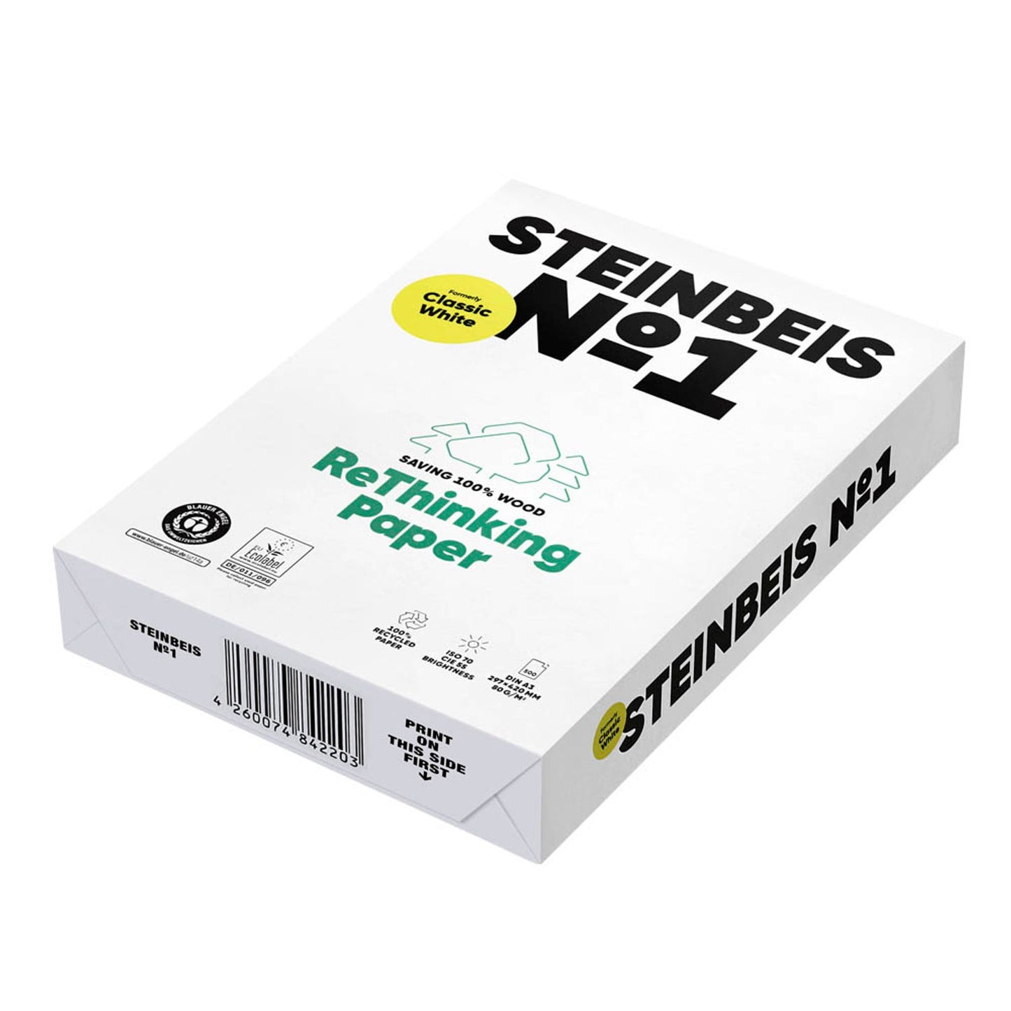 STEINBEIS Recyclingpapier No.1 DIN A3 80 g/qm | 8024B80B | 1 Pack = 500 Blatt