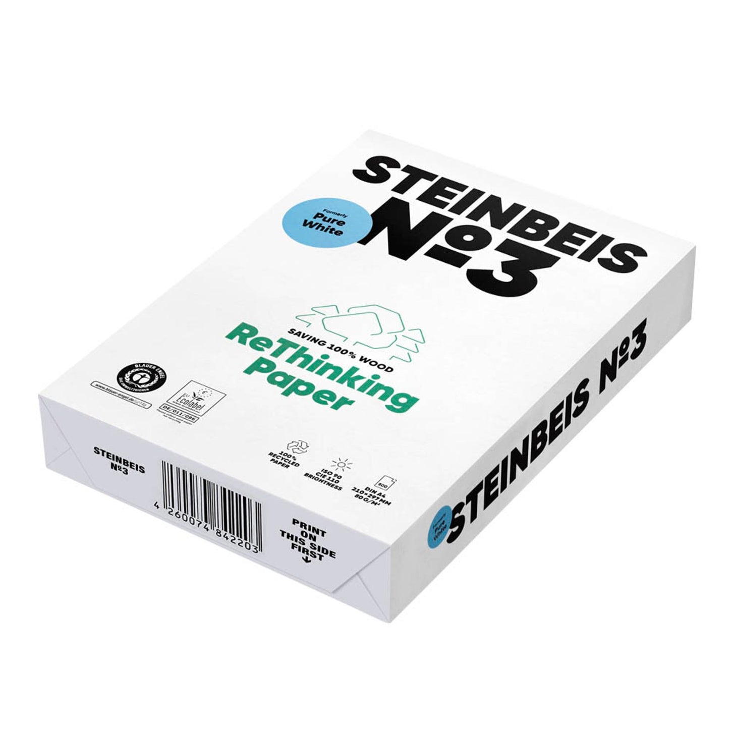 STEINBEIS Recyclingpapier No.3 DIN A4 80 g/qm | 8015A80S | 1 Pack = 500 Blatt