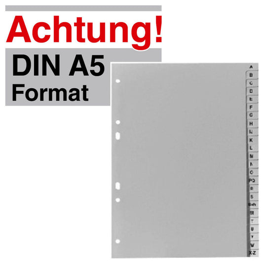 Exacompta Ordnerregister Halbformat A-Z grau 24-teilig, 1 Satz | 1743B