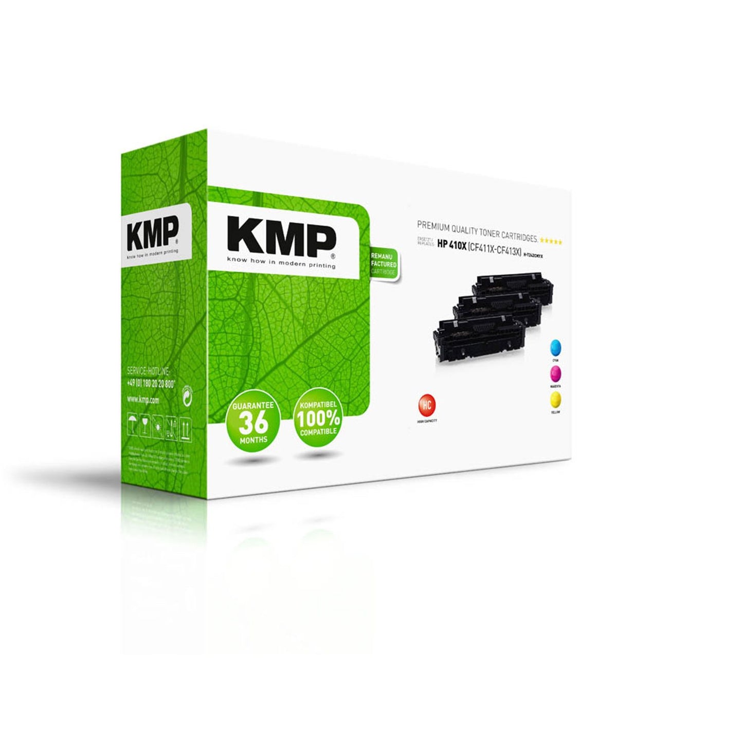 KMP H-T242XCMY cyan, magenta, gelb Toner kompatibel zu HP 410X (CF252XM), 3er-Set | 2538,3030 | 1 Pack = 3 St.