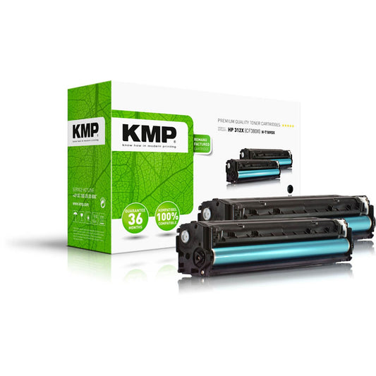 KMP H-T189DX schwarz Toner kompatibel zu HP 312X (CF380XD), 2er-Set | 2528,3021 | 1 Pack = 2 St.