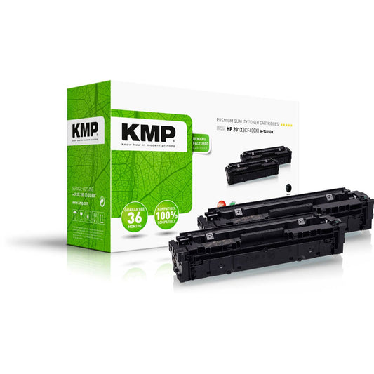 KMP H-T215DX schwarz Toner kompatibel zu HP 201X (CF400XD), 2er-Set | 2536,3021 | 1 Pack = 2 St.