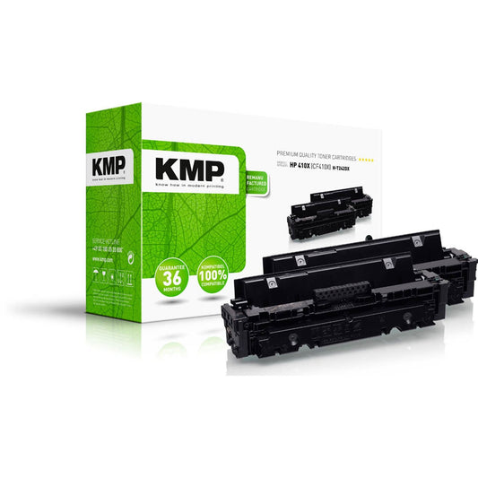 KMP H-T242XD schwarz Toner kompatibel zu HP 410X (CF410XD), 2er-Set | 2538,3021 | 1 Pack = 2 St.