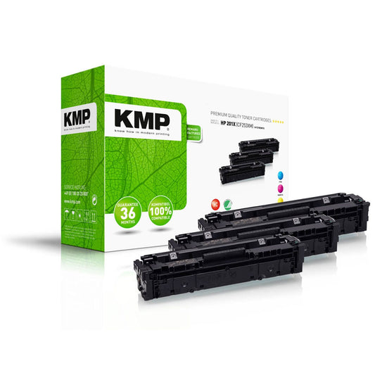 KMP H-T215VX cyan, magenta, gelb Toner kompatibel zu HP 201X (CF253XM), 3er-Set | 2536,3030 | 1 Pack = 3 St.